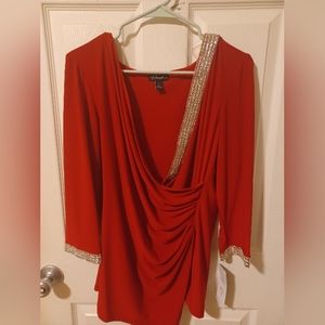 Red shirt with rhinestones